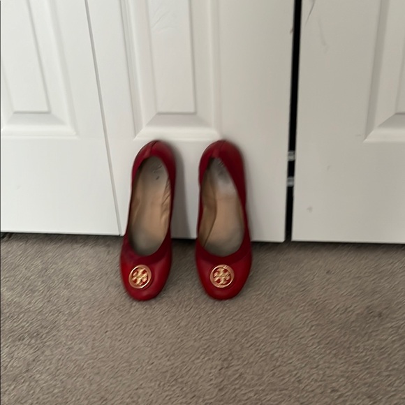 Tory Burch Shoes - Tory Burch Red and Gold Flats Classic Loafers